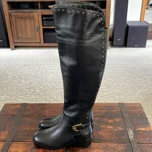 Gibson Latimer Black Leather Studded Over The Knee Boots Size 6 NWOT